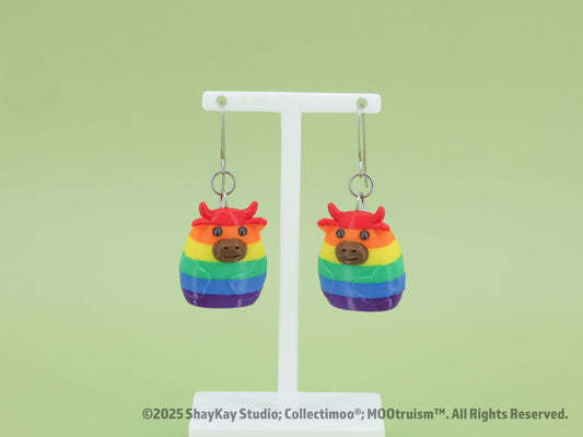 Rainbow Pride Moo Earrings