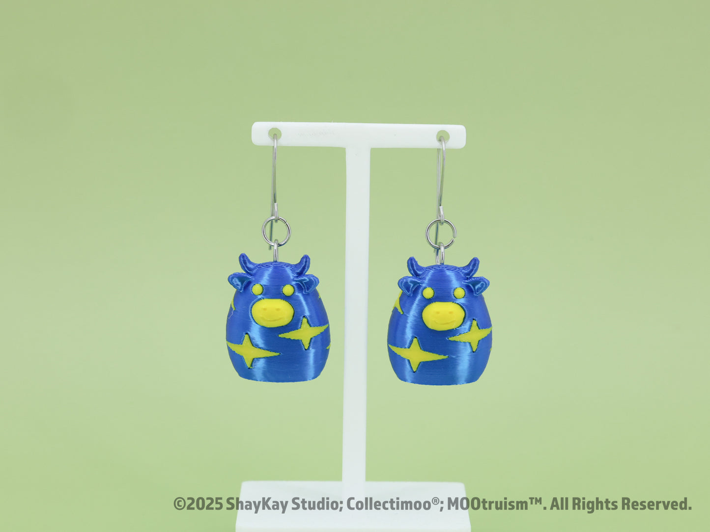 Bright Blue Starry Moo Earrings