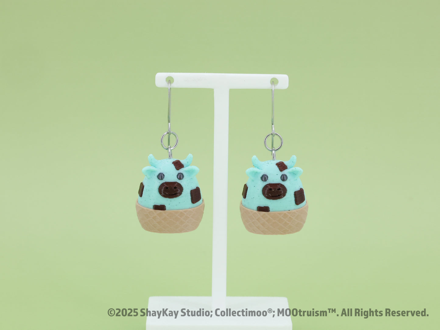 Mint Ice Cream Moo Earrings