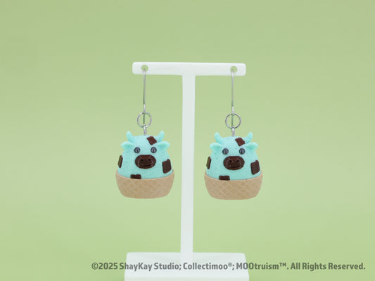 Mint Ice Cream Moo Earrings