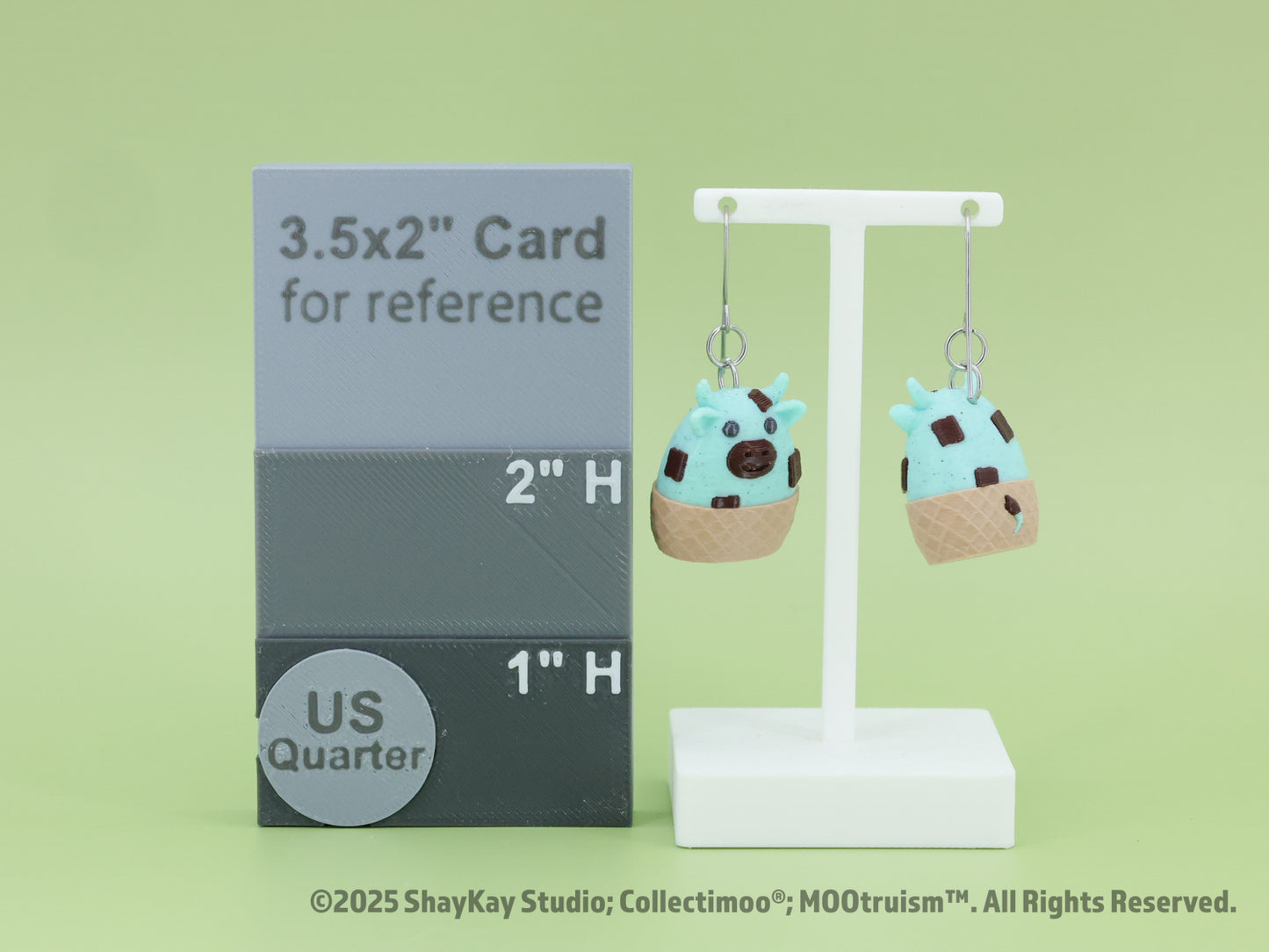 Mint Ice Cream Moo Earrings