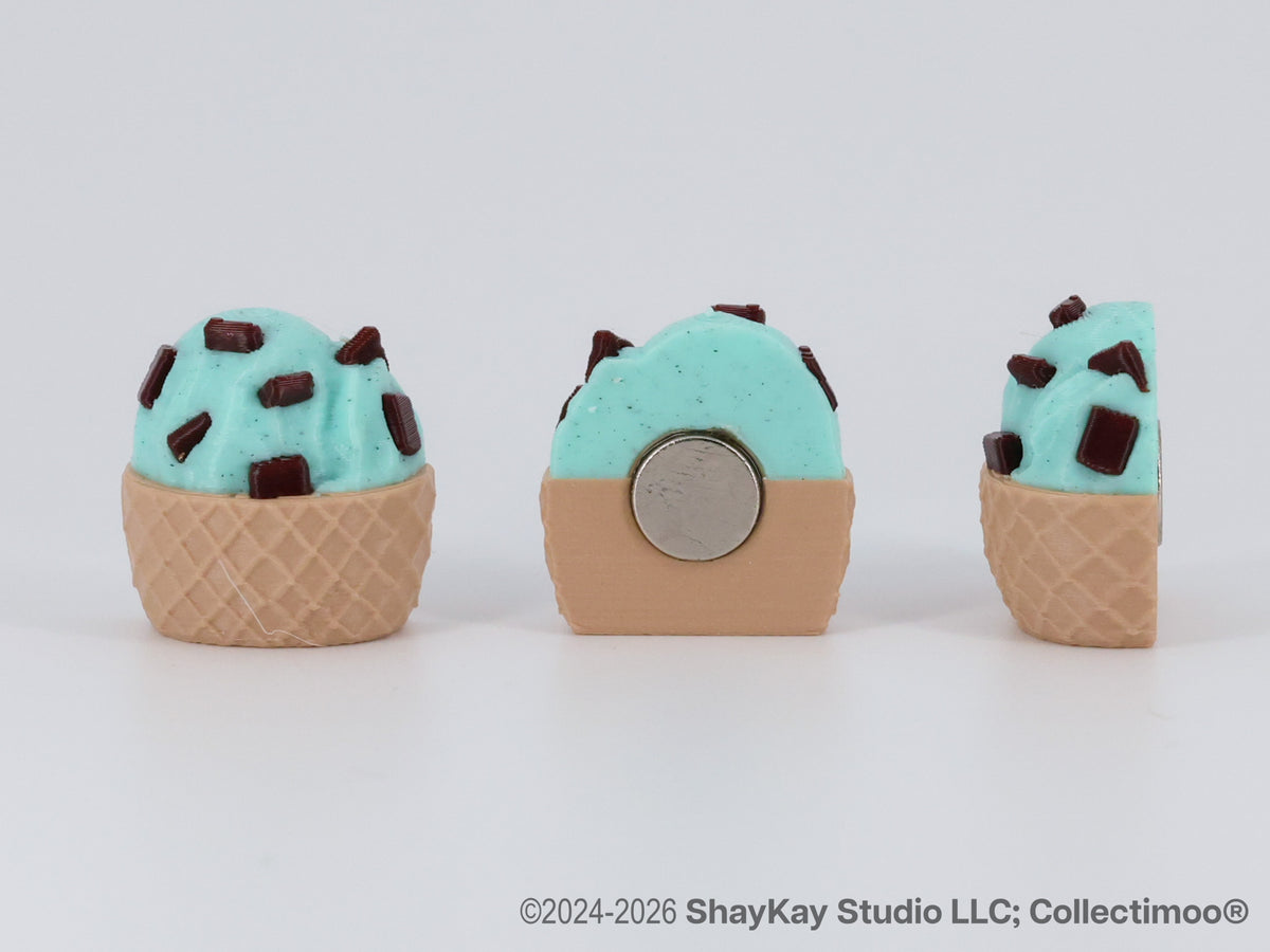 Mint Chocolate Chip Ice Cream Waffle Magnets 6pk