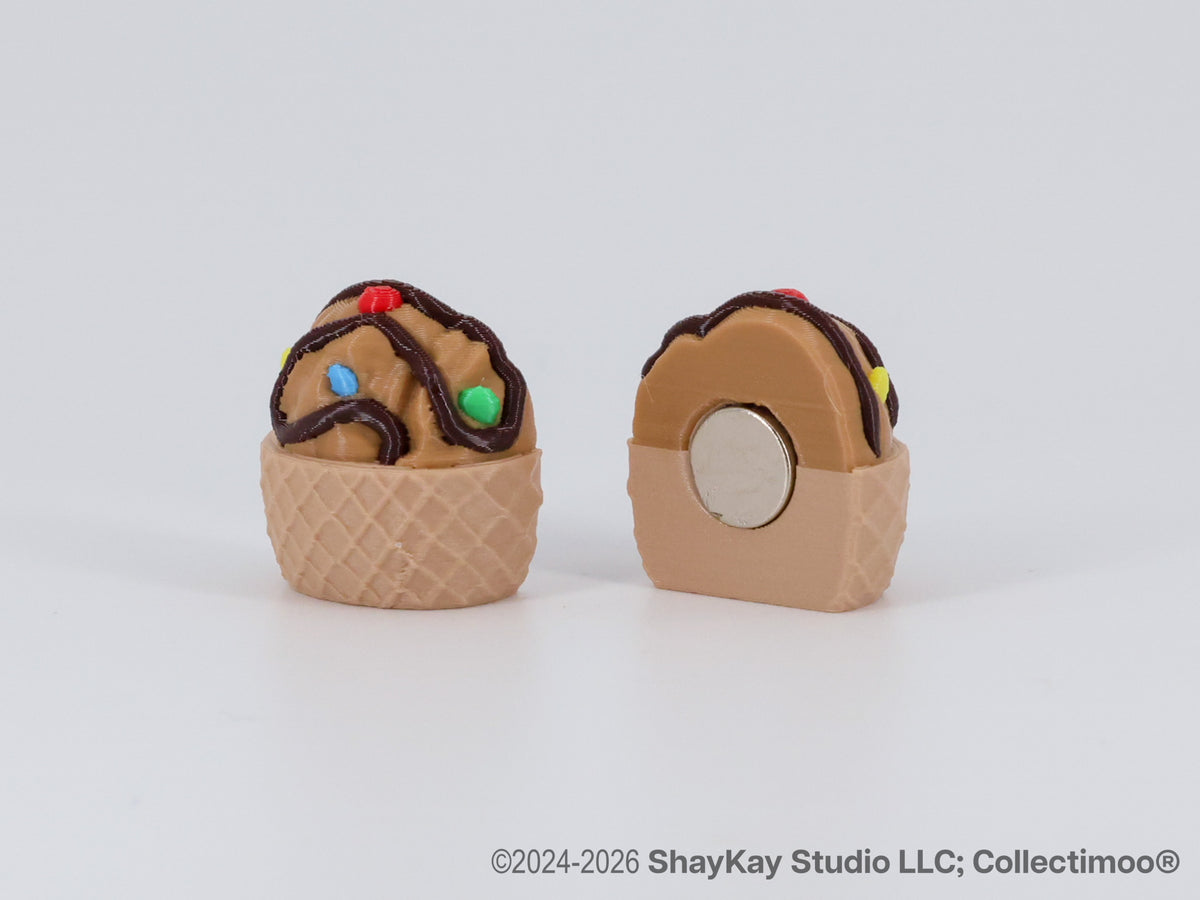 Deluxe Chocolate Ice Cream Waffle Magnets 6pk