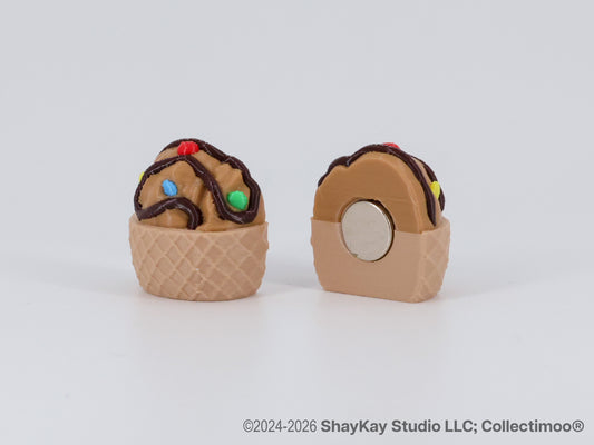 Deluxe Chocolate Ice Cream Waffle Magnets 6pk