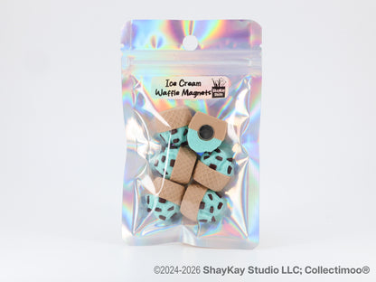 Mint Chocolate Chip Ice Cream Waffle Magnets 6pk