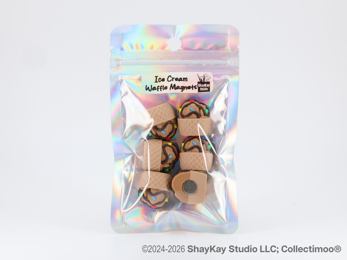 Deluxe Chocolate Ice Cream Waffle Magnets 6pk