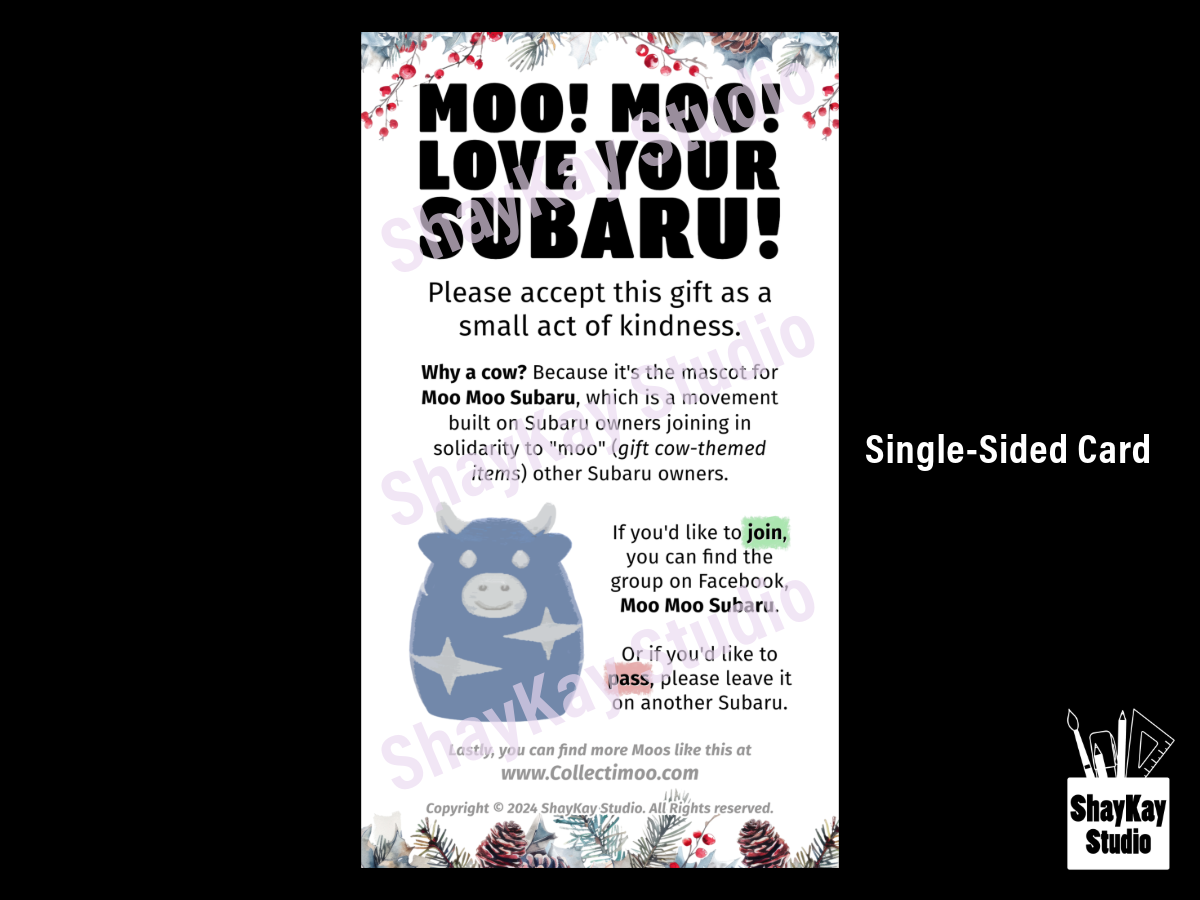 Moo Moo Subaru Moovement Cards (QR free)