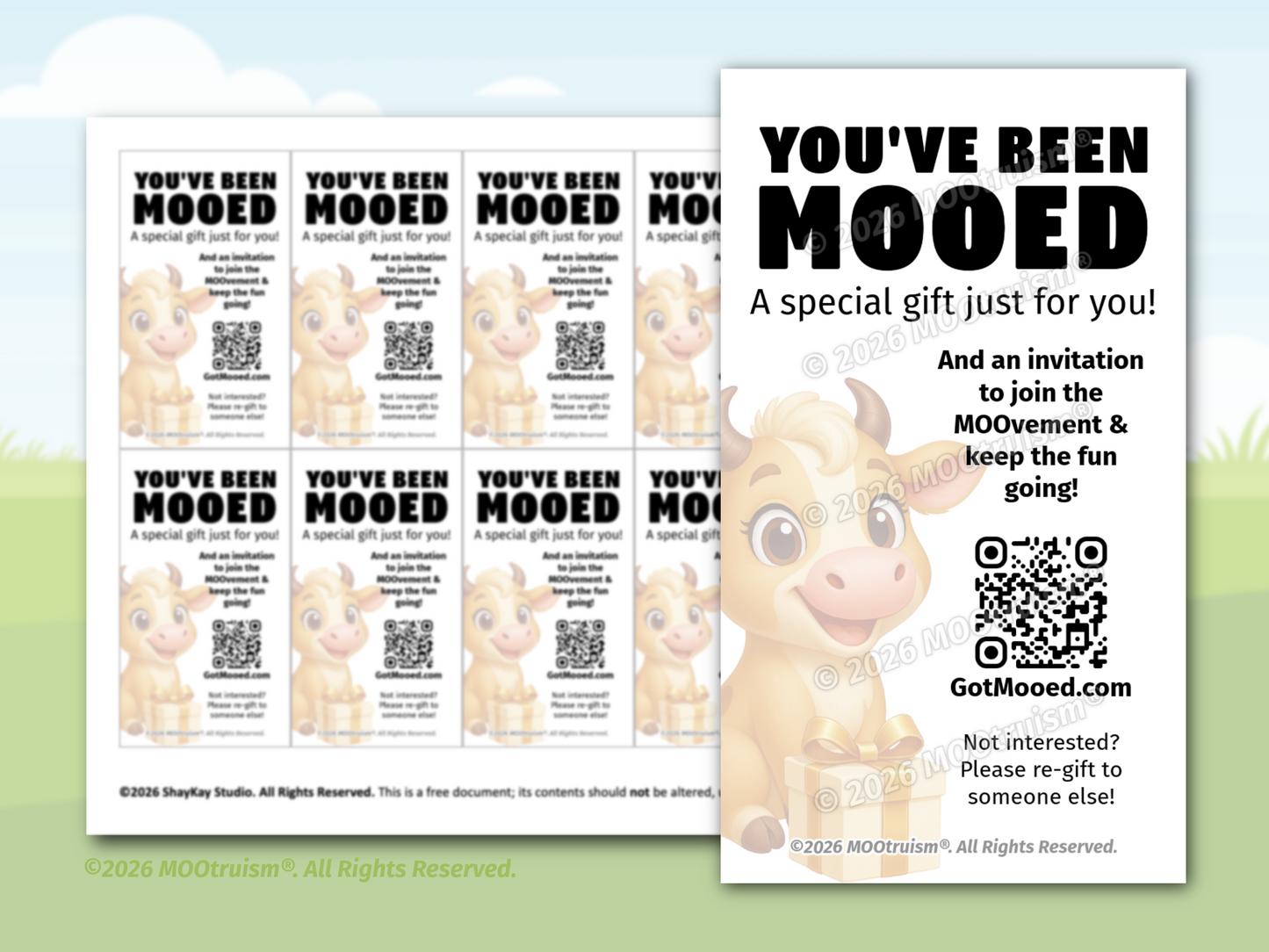 Digital "You've Been Mooed" Card Sheet (Universal)