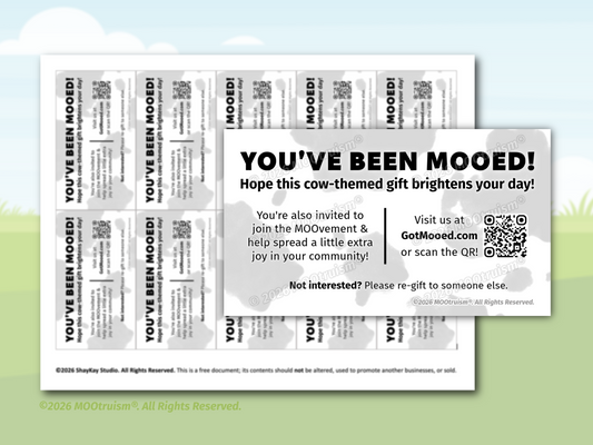 Digital "You've Been Mooed" Card Sheet (Simple)