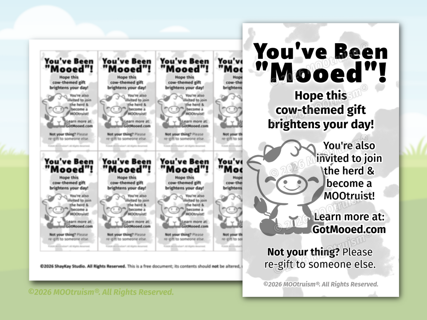 Digital "You've Been Mooed and Invited" Card Sheet (B&W)