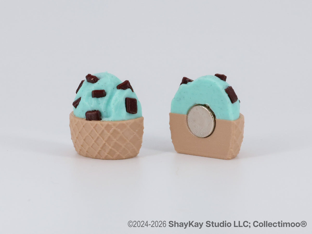 Mint Chocolate Chip Ice Cream Waffle Magnets 6pk