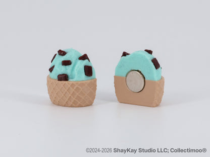 Mint Chocolate Chip Ice Cream Waffle Magnets 6pk