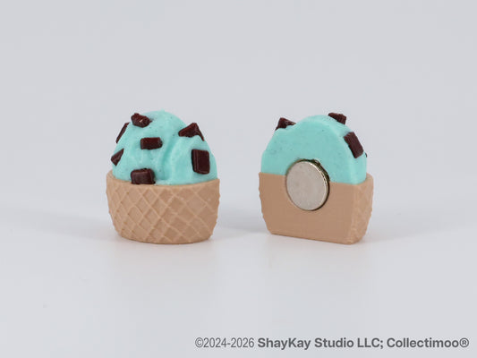 Mint Chocolate Chip Ice Cream Waffle Magnets 6pk