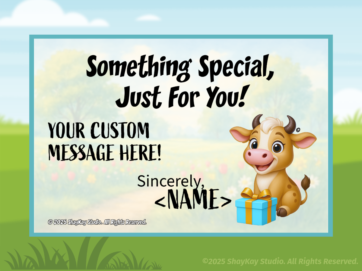 Personalized Note - 4x6 card for order